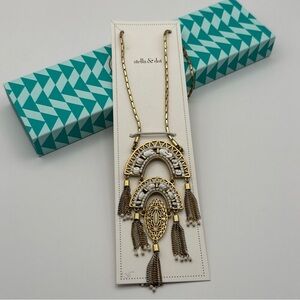 Stella & Dot Mirage Tassel Gold and White Statement Necklace - Never Worn